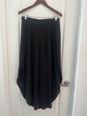 L O B Flowy Black Wide-Leg Skirt-Pants